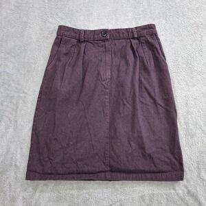 Vtg Denim Skirt Knee Length Size 14 Purple Dyed Jean Made in USA Spring Summer